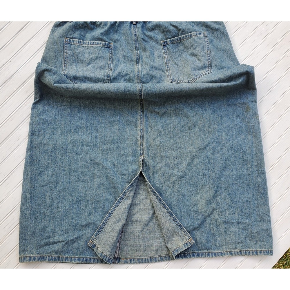 Denim Dress Long Y2K Retro Loose Fit Bib Apron Style Overall Size XL - Picture 6 of 7